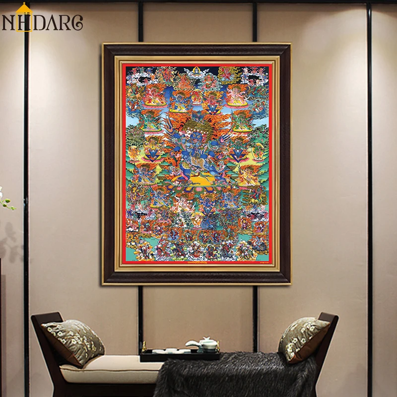

Modern India Chinese Religion Style Buddha Painting Thangka Canvas Print Painting Poster Art Wall Picture for Hallway Home Decor