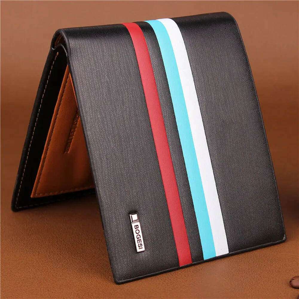 Мужской кожаный кошелек двойного сложения для монет кредитных карт короткий с