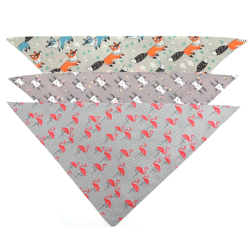 Easter Personalized Cute Animal Printed Fox Rabbit Flamingo Dog Bandana Reversible Triangular Bandage Scarf for Large Dogs | Дом и сад