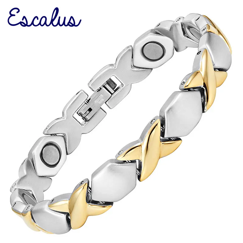 

Escalus New Magnetic Stainless Steel Bracelet For Women Silver Color Bangle Jewelry Wristband Charm