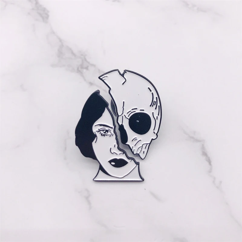 2 шт./компл. Dead Lovers Woman Skeleton Face эмалевые булавки на заказ череп мешочек для брошек