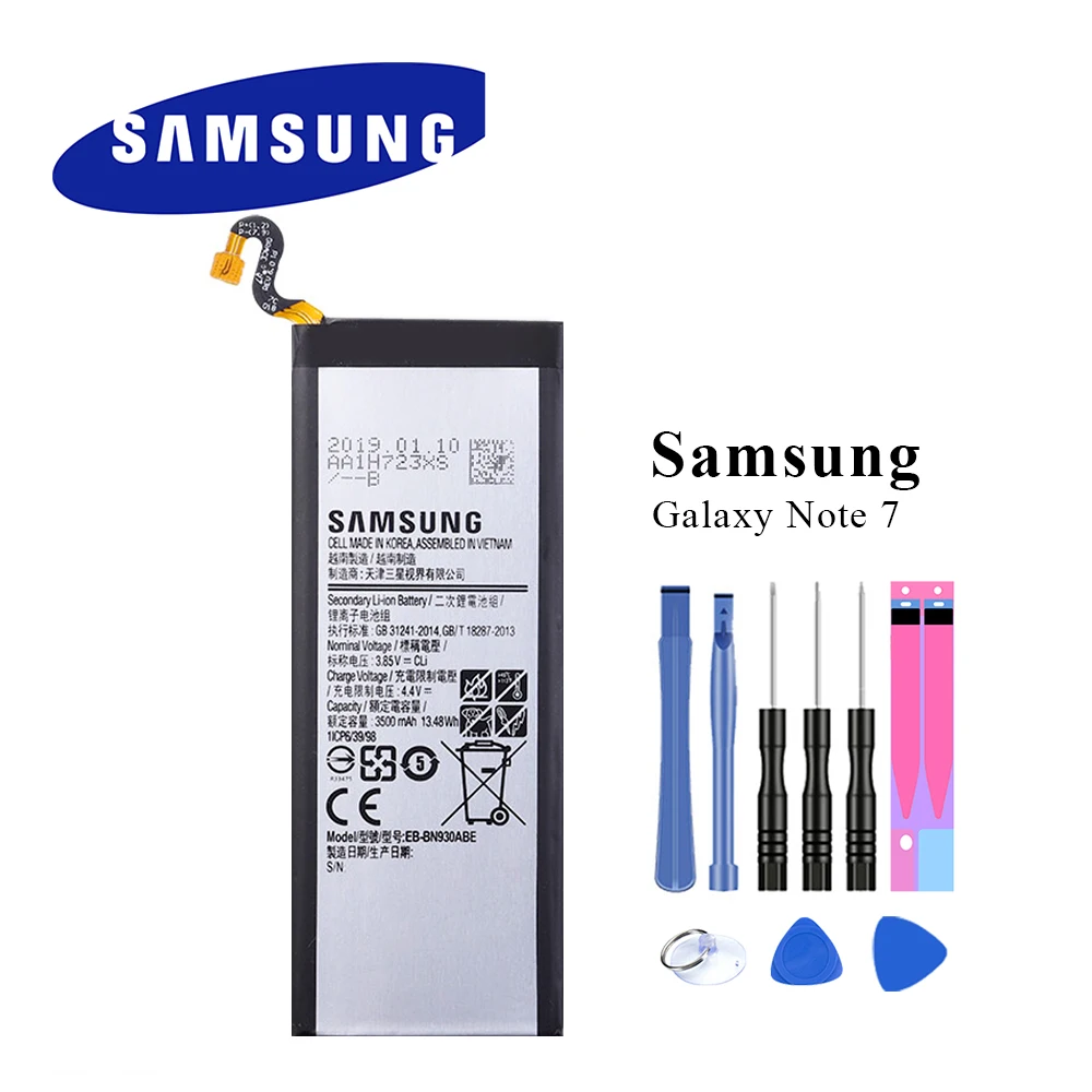 Оригинальный EB-BN930ABE батареи для Samsung Galaxy Note 7 Высокое качество Akku 3500mAh с 8 шт