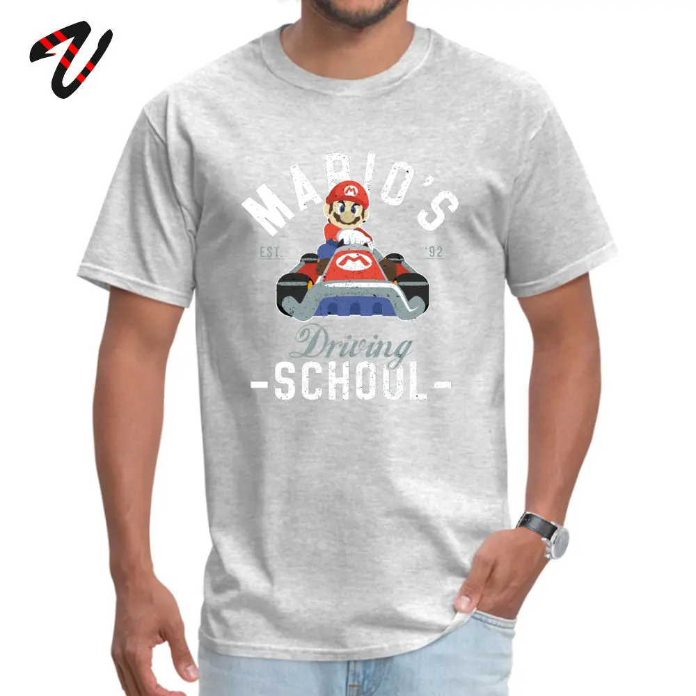 Футболка Super Kart Mario Drivier Car School, нормальная футболка для мужчин, игровая машина Mario Bros, футболка Van, чистый хлопок, лето-осень, Топы И Футболки - Цвет: Gray