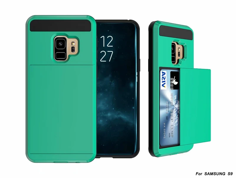 blue Для samsung Galaxy S10e S9 S8 Note 10 Plus чехол-кошелек с отделением для кредитных карт PC чехол для S6 S7 Edge TPU Защитный противоударный чехол - Цвет: blue