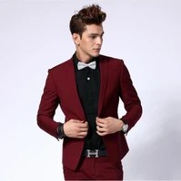 burgundy men business suits wedding prom man suit with pant slim fit best man groom tuxedos costume homme groom suit