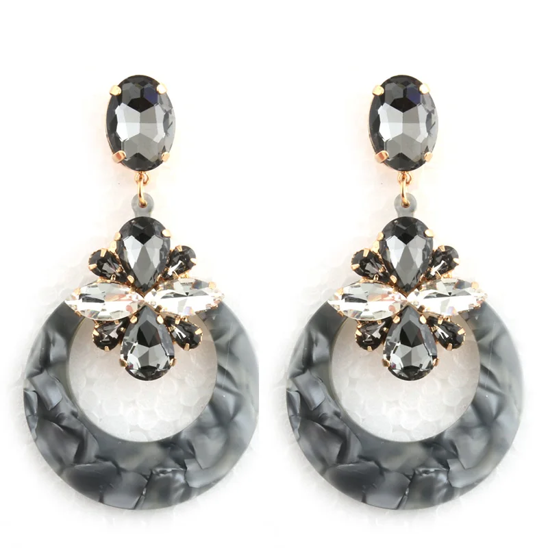 Висячие серьги NeeFu WoFu из смолы брендовые большие с кристаллами длинные