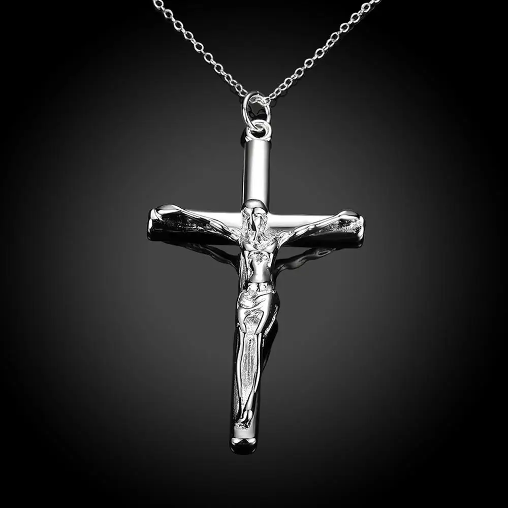 2020 модное ожерелье унисекс посеребренный крест подвеска с Иисусом ожерелья и