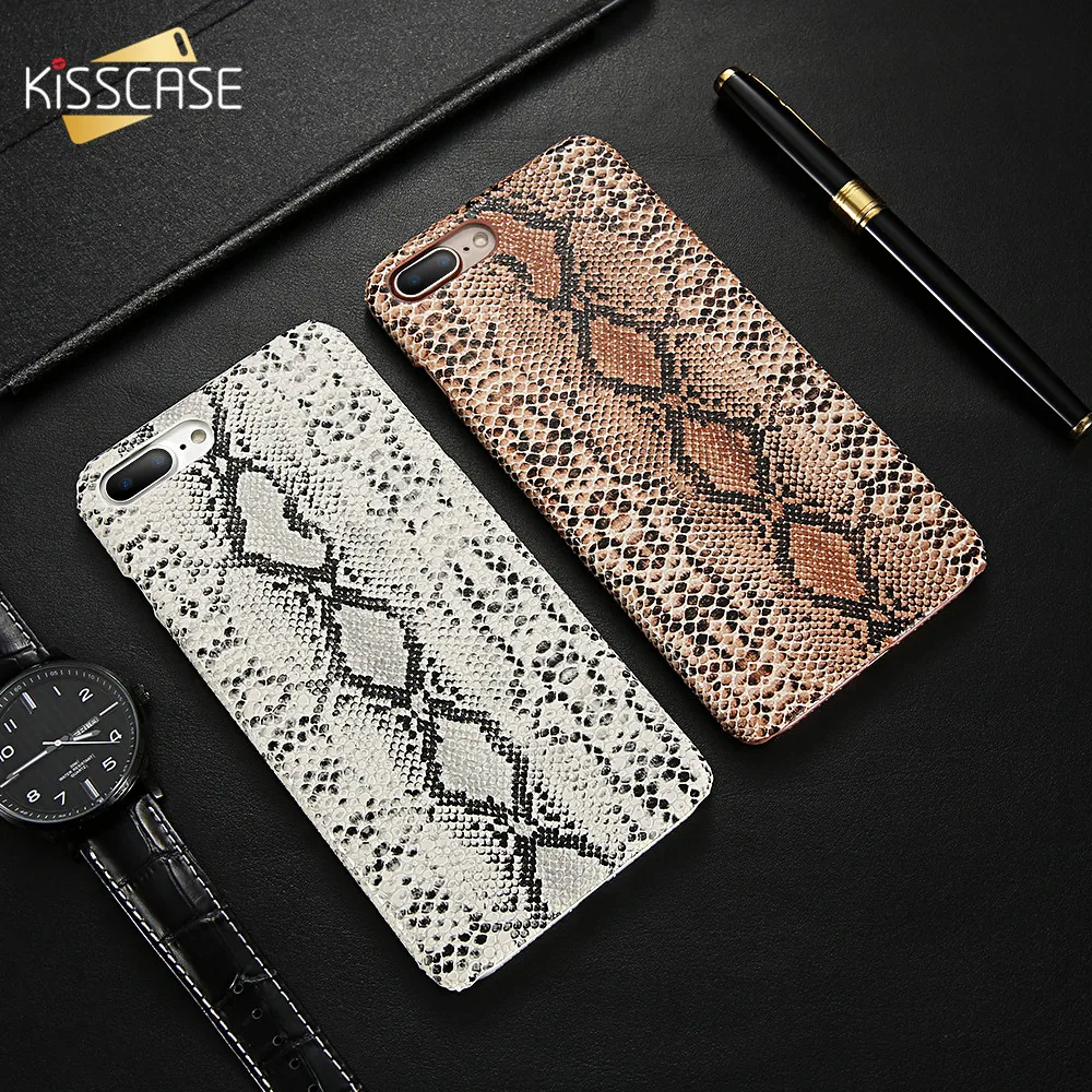 KISSCASE кожаные чехлы для телефонов iPhone Xs Max X 7 8 Plus Ретро Змеиный тонкий жесткий