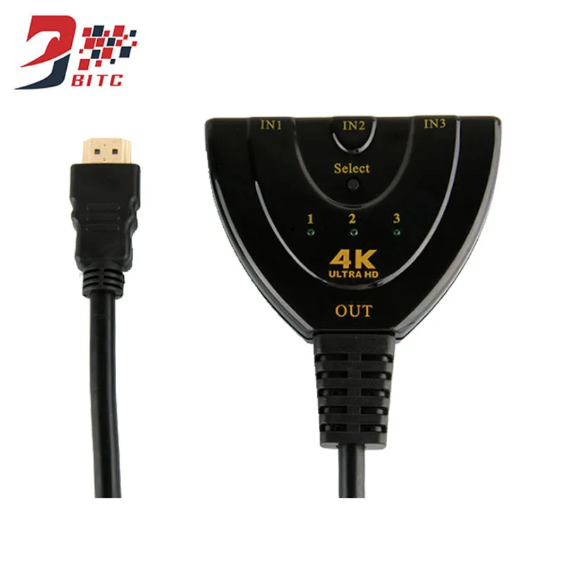 SZBITC HDMI переключатель 3x1 коммутатор 4Kx2K@ 30Hz HDMI Pigtail кабель аналоговый аудио выход конвертер 3 в 1 выход для HDTV dvd-проектор