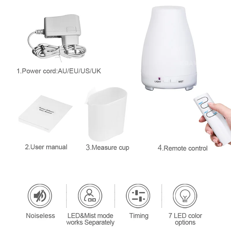 KBAYBO 200ml Aroma Essential Oil Diffuser Ultrasonic Cool Mist Humidifier with 7 LED Color Lamp for Home Office | Бытовая техника