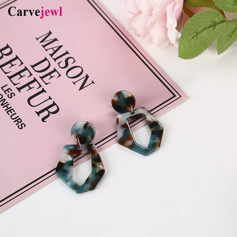 Carvejewl круглые геометрические серьги модные разноцветные акриловые висячие с