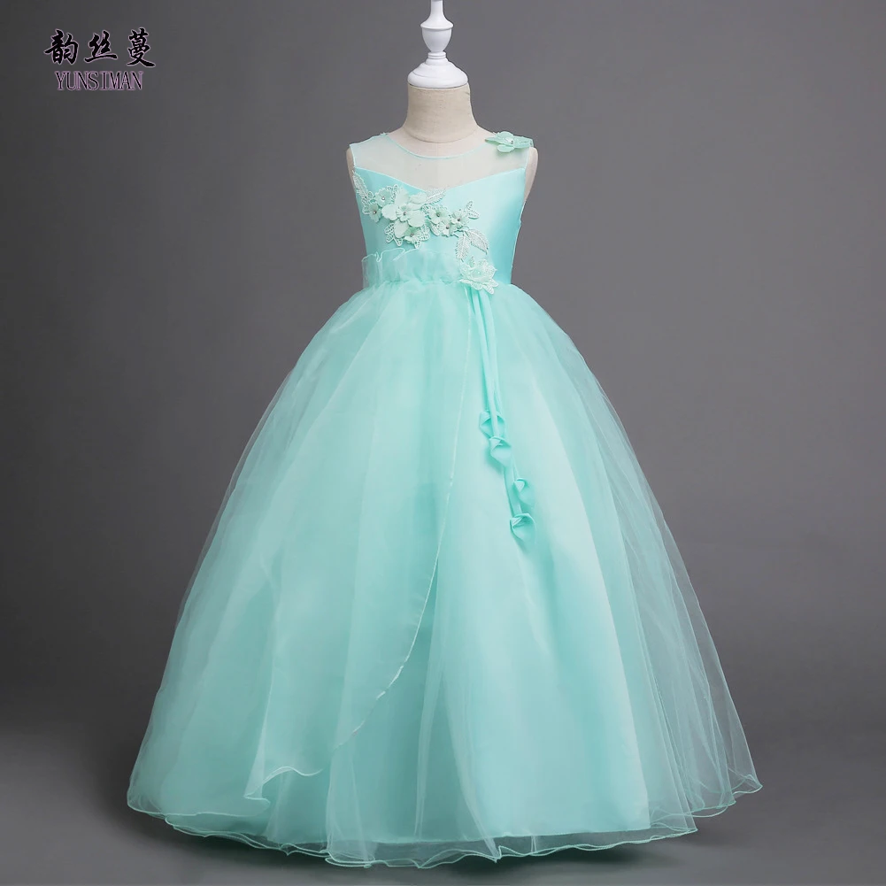 2018 Girls Christmas Dresses Flower Embroidery Long Elegant Party Pageant Formal Dress Princess Costume Size 4 -14 Y 1L11A | Детская