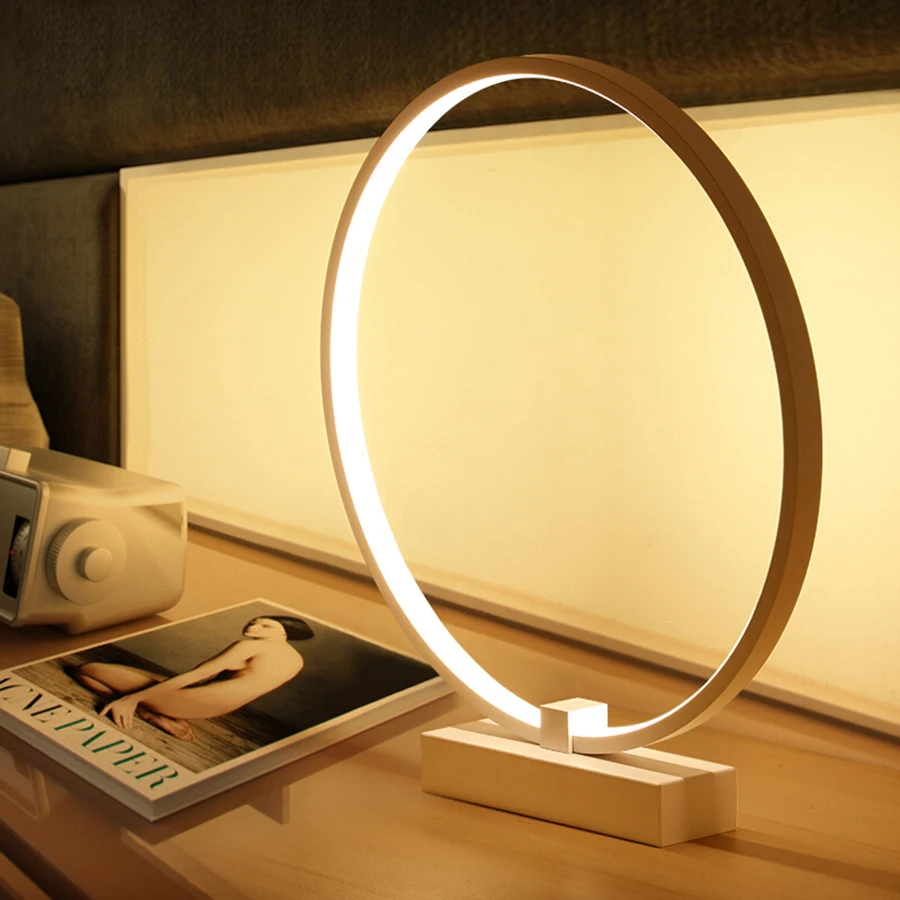 

Thrisdar Dia25CM 30CM Modern Minimalist Round Shape LED Table Lamp Eye Protect Bedroom Bedside Study Desk Table Light Lamp