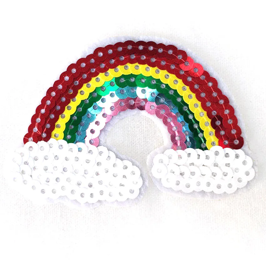 1 шт. блестки Радужная симпатичная красочная вышивка железом с белыми