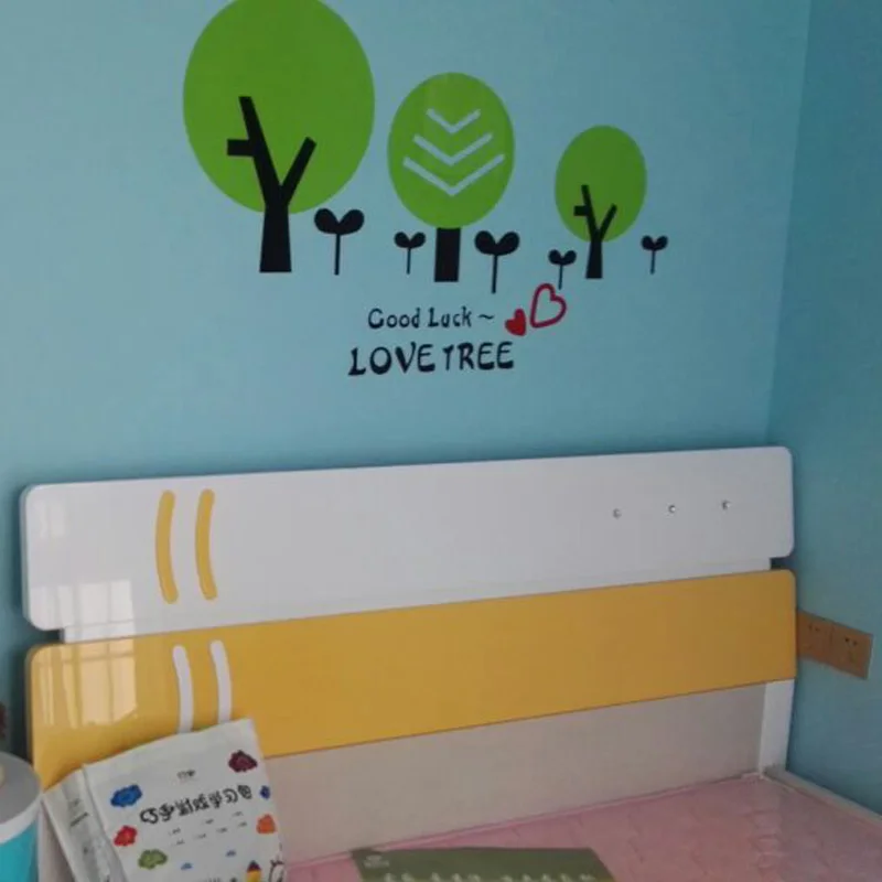 Зеленый счастливый Любовь деревья дизайн акриловая Наклейка на стену s DIY для