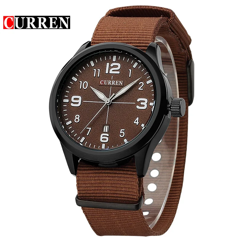 2017 Men's Brand CURREN Fashion Sports Watches Men Quartz Watch Man Nylon Strap Army Military Wrist watches Relogio Masculino | Наручные