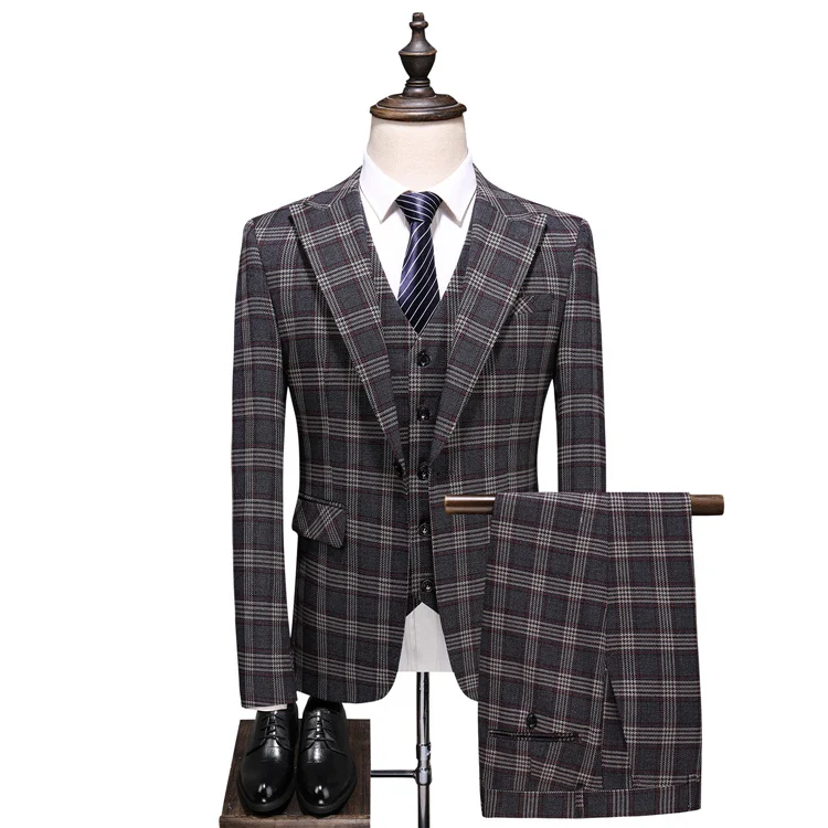 6723 Свадебный костюм для мужчин Slim Fit нежный мужской костюм Homme Mariage 5XL полосатый клетчатый дизайнер мужские официальные деловые костюмы Q705 - Цвет: 6723