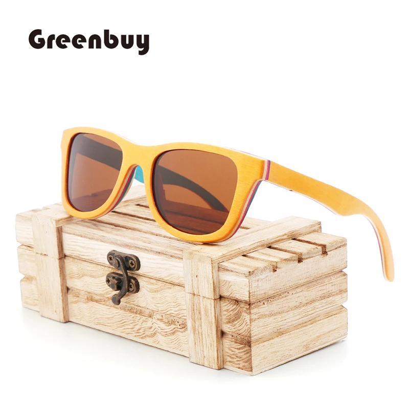 

Солнечные очки в стиле ретро UV400 женские, модные поляризационные солнцезащитные аксессуары с деревянными линзами, для скейтборда, оранжевого цвета