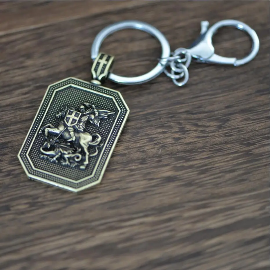 Key Chain Two Langhong 1 шт. Святого Георгия защитить меня святая молитва религиозное ожерелье защита Шарм ожерелье ювелирные изделия-талисманы - Окраска металла: Key Chain Two