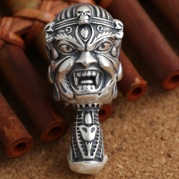 Ручная работа 990 серебро Махакала мала бусины в виде гуру чистое Тибетский