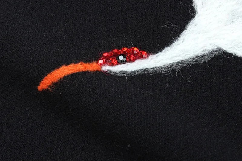 Top Quality Runway Designer Sweater Women Pullover 2018 New Red-crowned Crane Embroidery Winter Wool Knit Oversized Jumper | Женская