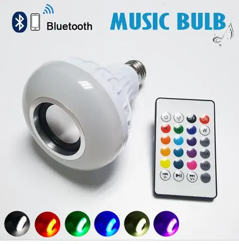 СВЕТОДИОДНЫЙ беспроводной динамик E27/B22 RGB с Bluetooth мощность 12 Вт светильник для