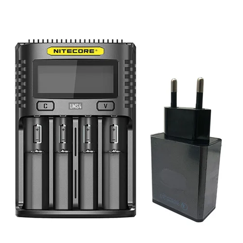 NITECORE UMS4 UMS2 интеллектуальное QC быстрое зарядное устройство 4A большой ток мульти-совместимое USB зарядное устройство - Цвет: UMS4 with EU Plug