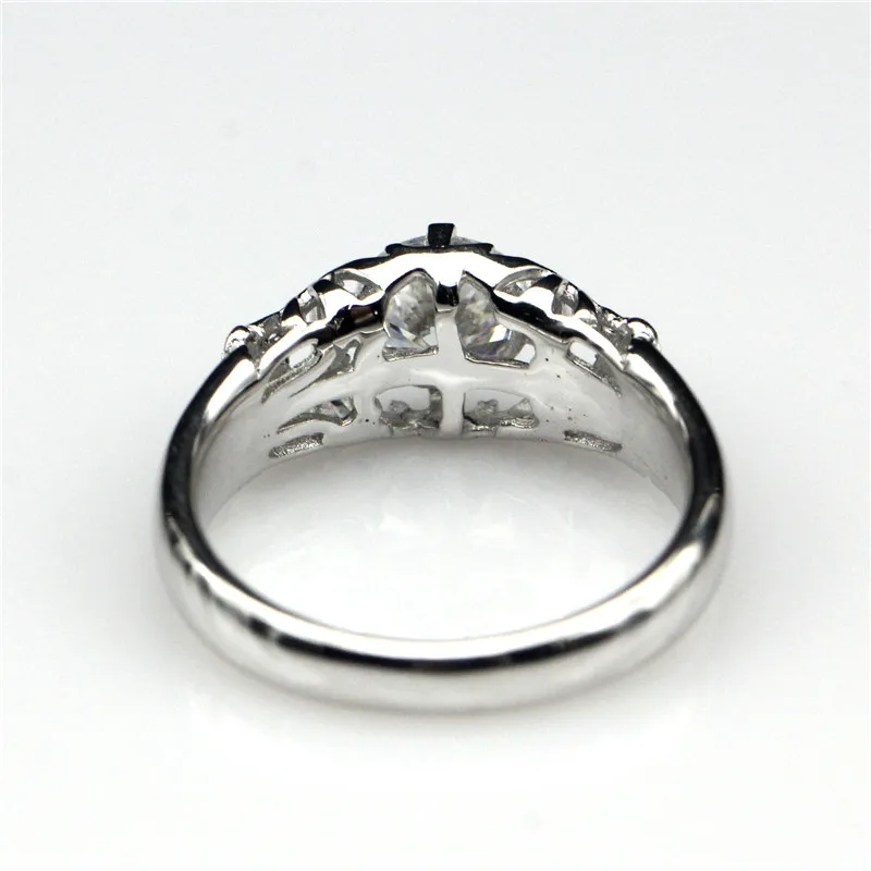 LASAMERO круглое 1CT кольцо Moissanite Solitaire Legend of Zelda Triforce Inspired 14k 585 Белое золото