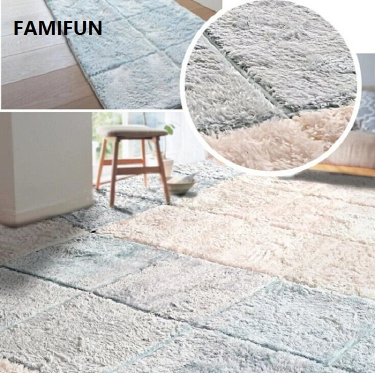 Супермягкие длинные пушистые коврики FAMIFUN сращивающиеся для гостиной и спальни