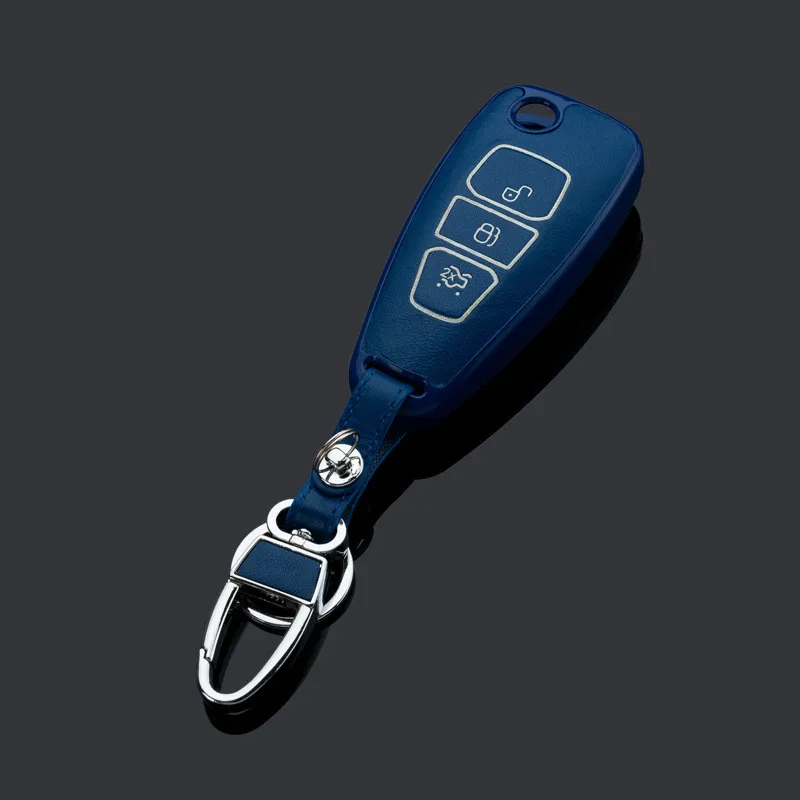 Blue Peacekey ключи крышка держатель чехол для ключ для Ford Mondeo кольца автомобильный чехол для ключей для Ford Focus Ecoboost для Fiesta Ecosport Mondeo - Название цвета: Blue