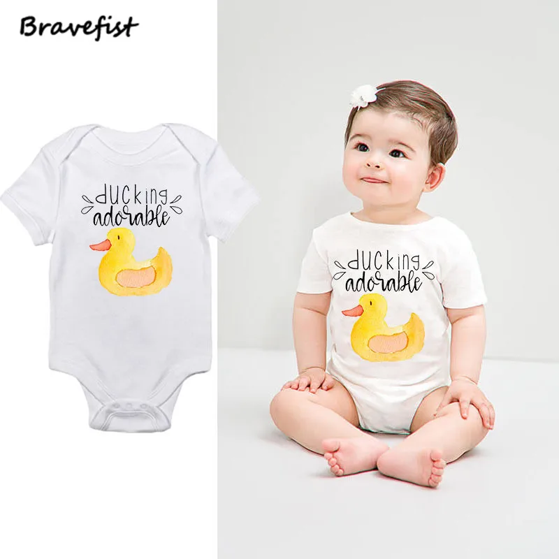 Ducking-monos de estilo de dibujos animados para beb&eacute;, Ropa de verano para ni&ntilde;a y ni&ntilde;o, Body para beb&eacute;, trajes para ni&ntilde;os de 0 a 24 meses-0