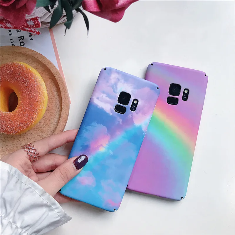 Rainbow Shining Phone Case For Samsung Galaxy NOTE8 9 S7 edge Colorful Gradient S9 S8 S10 Plus S10E Cover Cases |
