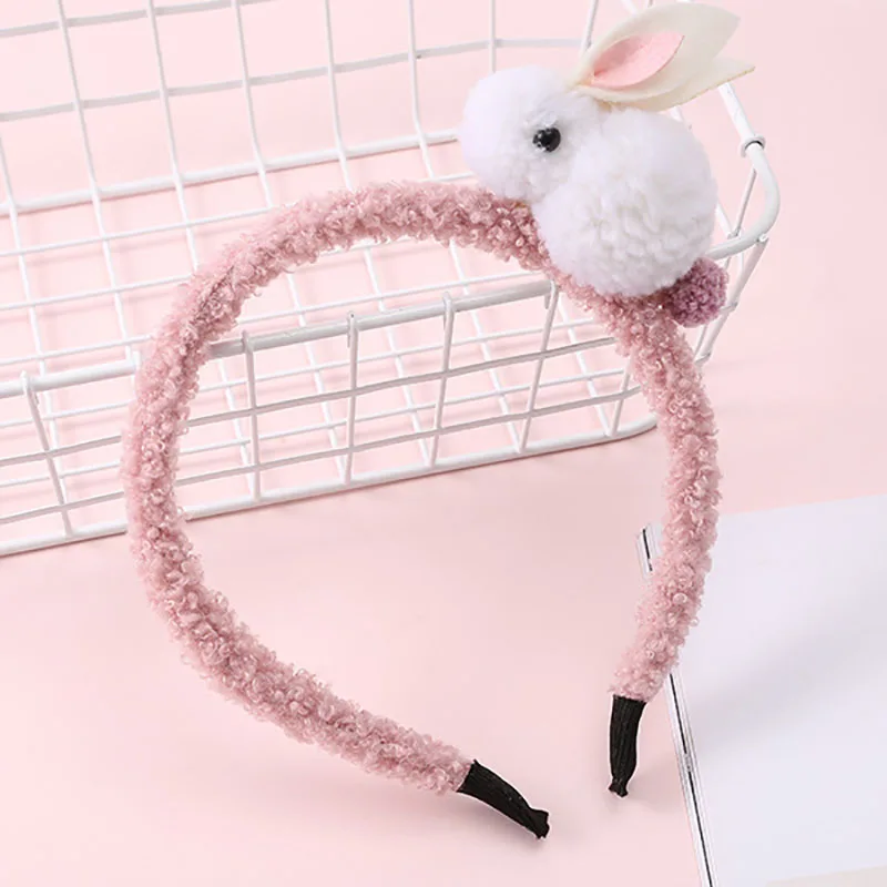 headband pink Новые детские милые кроличьи повязки для волос для маленьких девочек заколки для волос плюшевые кроличьи уши заколки для волос Детская повязка для волос Haarband детские украшения для волос - Цвет: headband pink