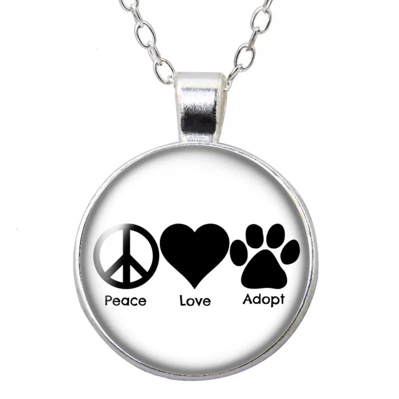 Милое круглое ожерелье с подвеской Love Pet Cats Dogs Footprint 25 мм стеклянный кабошон для