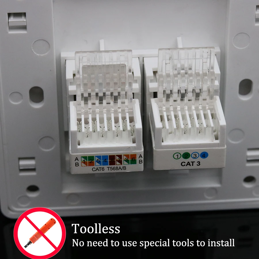 Модульная Телефонная настенная панель xintylink rj11, rj45, cat5e, cat6, 2 порта Keystone настенная передняя панель, 86 мм (art.: 7a698e9c1) - 7a698e9c1
