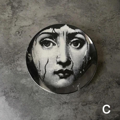 C 8 дюймов Италия Милан творческий узор Piero Fornasetti таблички керамика настенный декоративный задний план плиты книги по искусству ремесло миски - Цвет: C