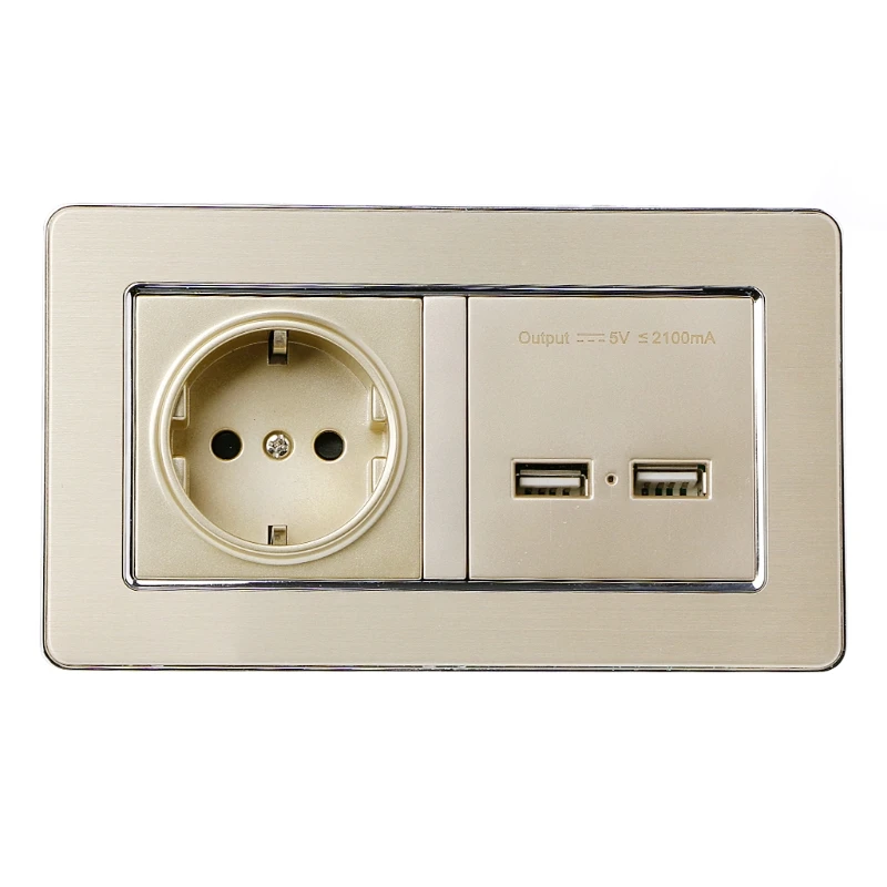 Гнездо питания стандарта ЕС с двойным USB портом для зарядки мобильного телефона выходом 5 в 2 1