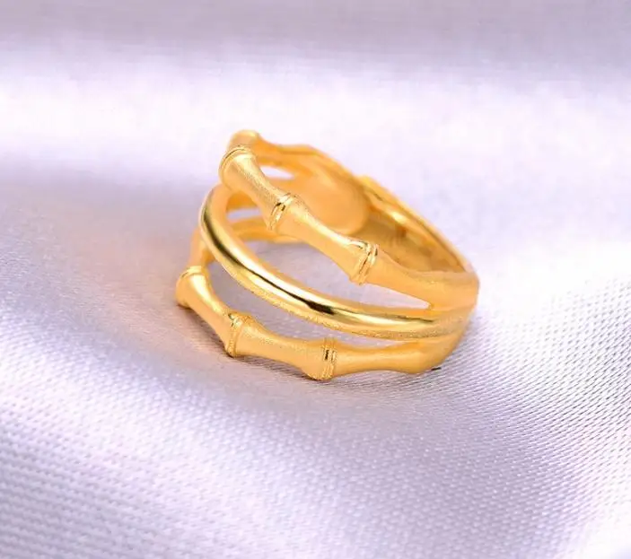 Горячая продажа 999 твердое 24К желтое золото кольцо Lucky Bamboo Band 6 26g|ring ring mp3|ring codering