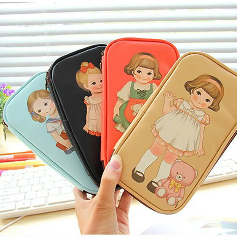 1х корейская кукла, многофункциональная ручка, сумка kawaii, сумка для карандашей, большая вместительность, канцелярские принадлежности, милый пенал для карандашей, чехол для карандашей, школьные принадлежности