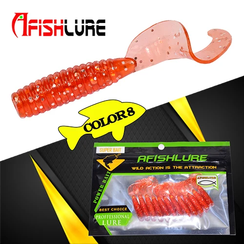 Color8 12 шт./лот, Afishlure, 45 мм, 1,2 г, grub, искусственная Panfish Crappie Bream, форель, кренкбейт, Мягкая приманка, приманка для рыбалки, Мягкая приманка - Цвет: Color8