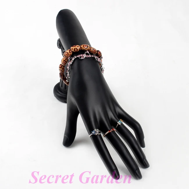 

TONVIC High Quality Black Resin Ring Bracelet Bangle Jewellery Set Display Hand Form Stand Holder