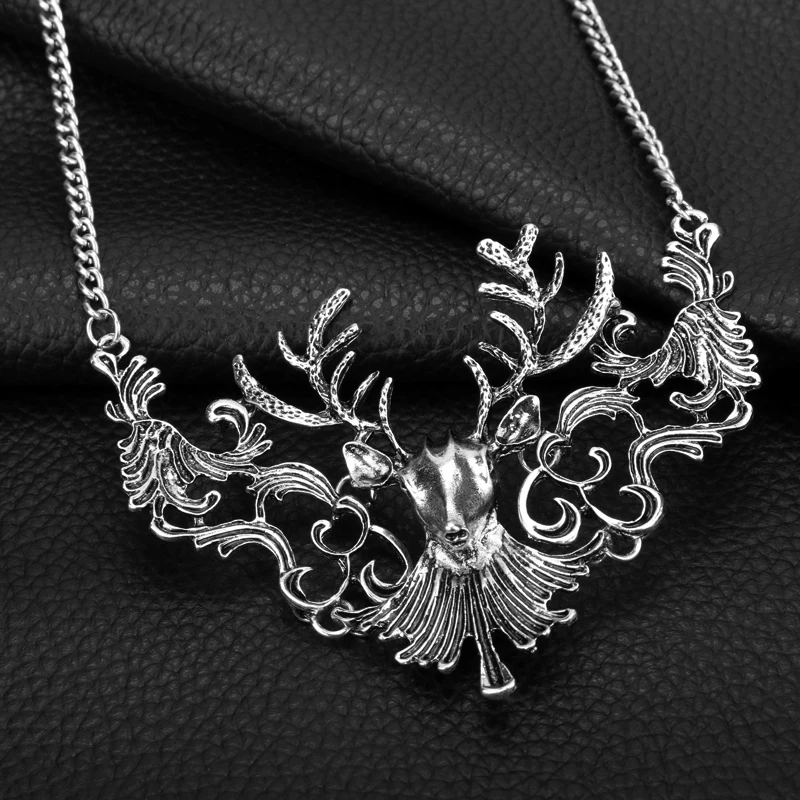 Ожерелье с головой оленя для мужчин и женщин модное ретро-ожерелье вырезами под