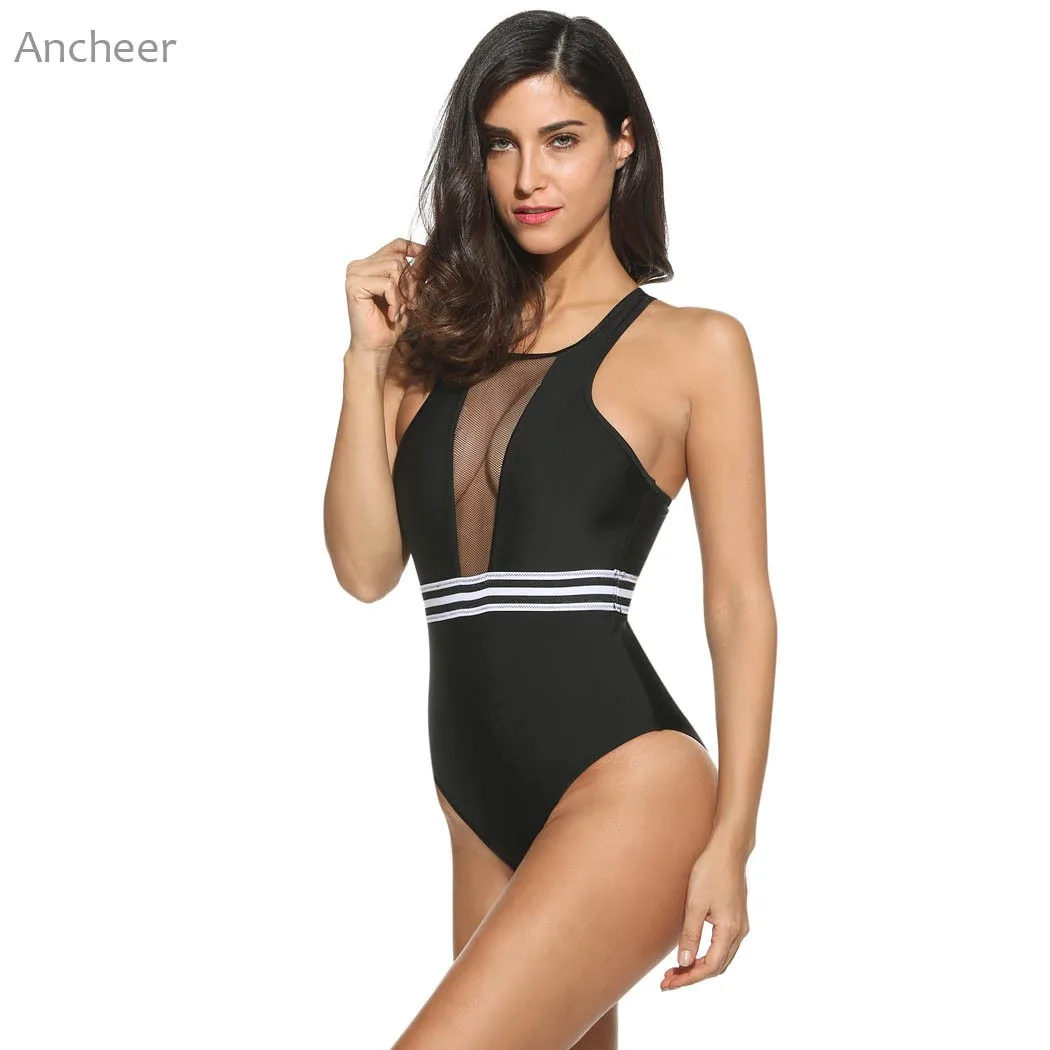 Новое поступление 2017 сексуальный цельный купальник ажурный сетчатый боди с