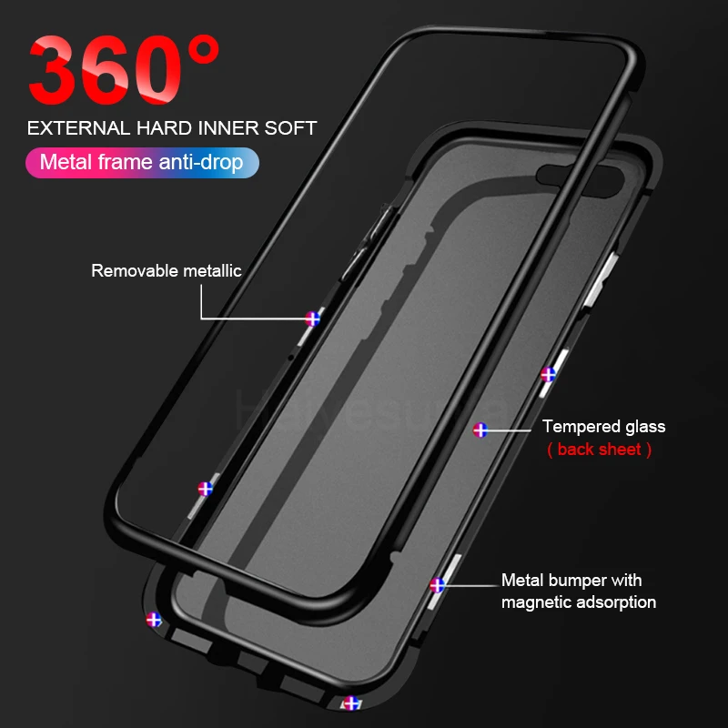 360 роскошный противоударный адсорбционный Магнитный чехол для IPhone 7 6 6s 8 Plus флип s X