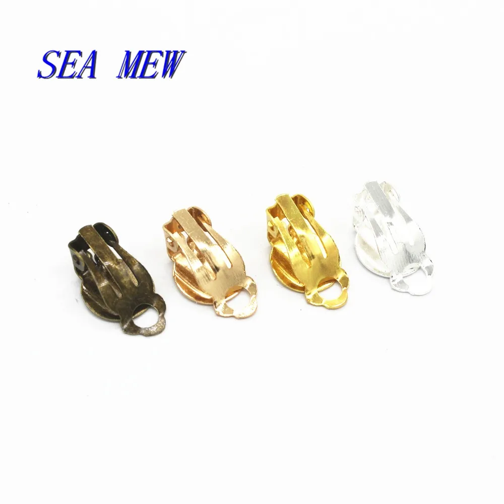 SEA MEW, 100 шт, 10 мм, железные клипсы для ушей для женщин, не пирсинг, серьга в виде клипсы, проволока для ушей, крючки, фурнитура для изготовления ювелирных изделий