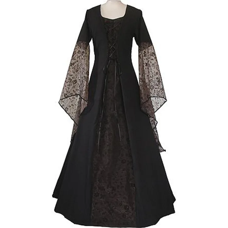 Платье женское длинное однотонное с длинным рукавом и роговым рукавом|dresses dress|dress