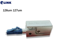 1pc lc bare fiber adapter square type silver blue lc upc bare optical fibre ftth coupler 126um 127um sm factory supply elink