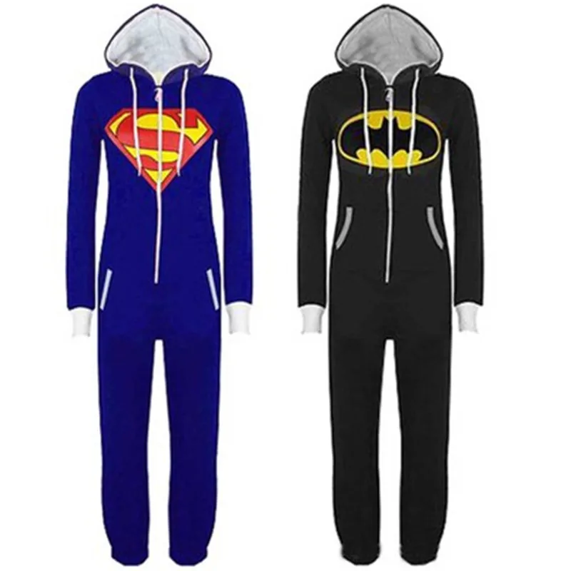 Nouveau Unisexe пижамы для взрослых Onesie Бэтмен Супермен одна деталь тепло|Костюмы из