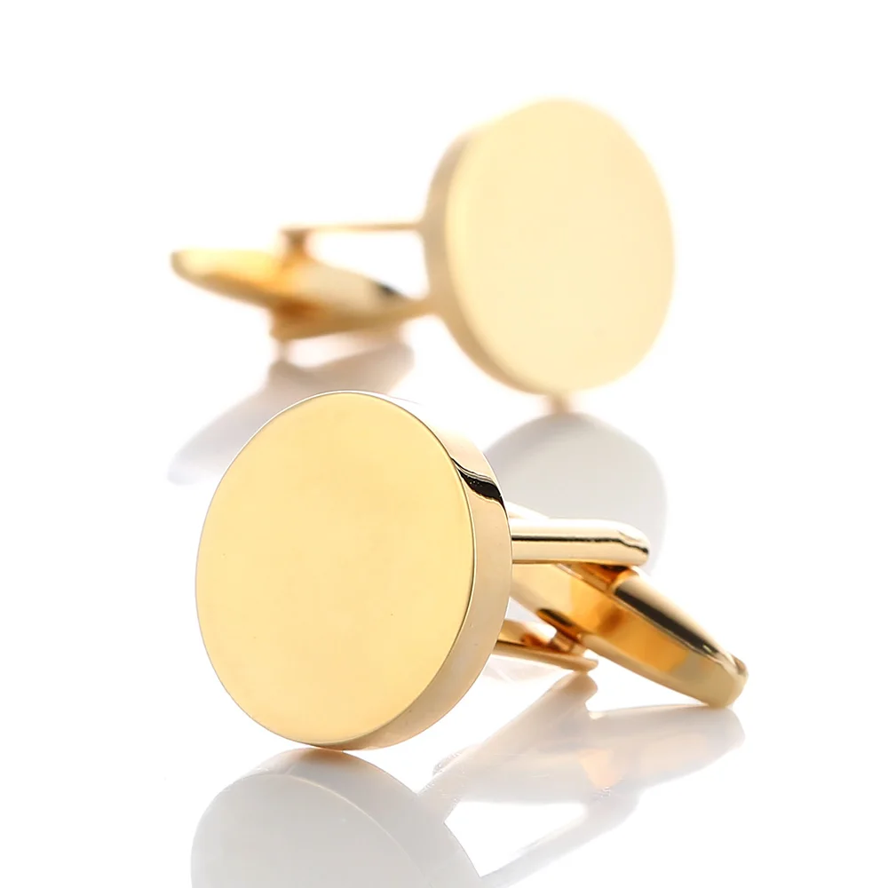 Gold Plated Подарки на день отца персонифицированные запонки серебряные круглые пользовательский Выгравированная манжета ссылки Besest папа надписи имя подарок на день рождения - Окраска металла: Gold Plated