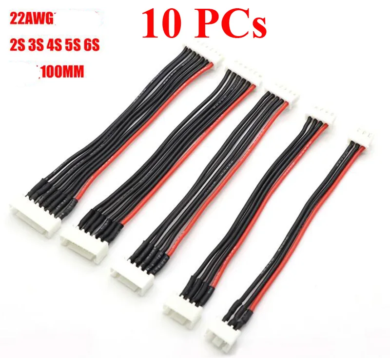 10 шт. кабель удлинитель для зарядки 100 мм 22AWG 2S/3S/4S/5S/6S|Детали и аксессуары| |